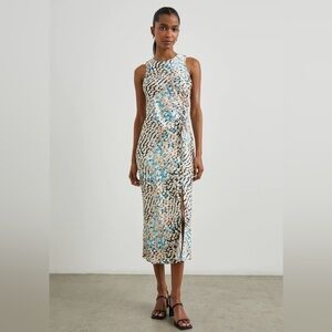 Rails Gabriela Andorra Slip Midi  Dress Side Slit Textured Satin Size XS